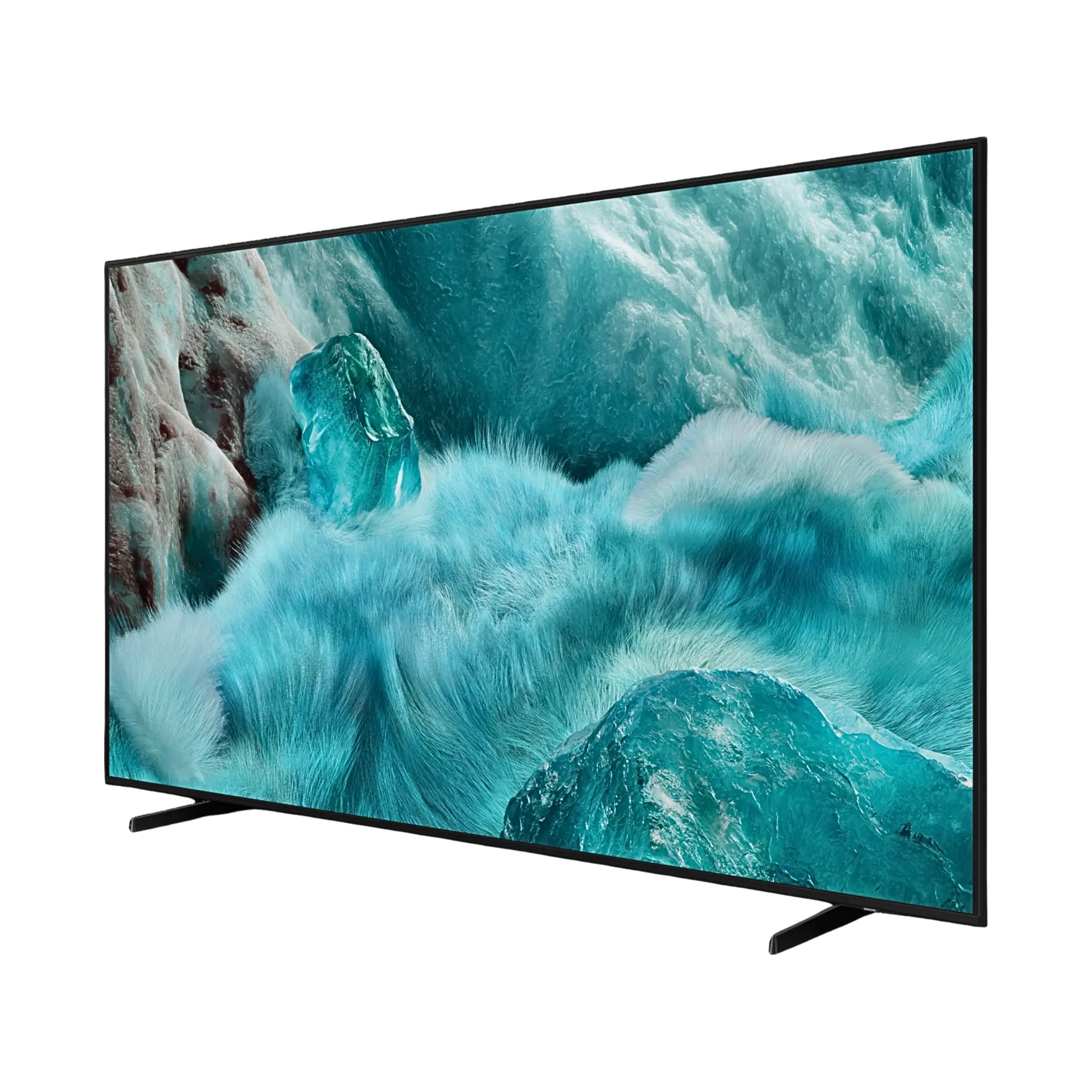 Open box Samsung 43-inch Q7F Series 4K UHD HDR QLED Tizen Smart TV showing screen and sleek design.