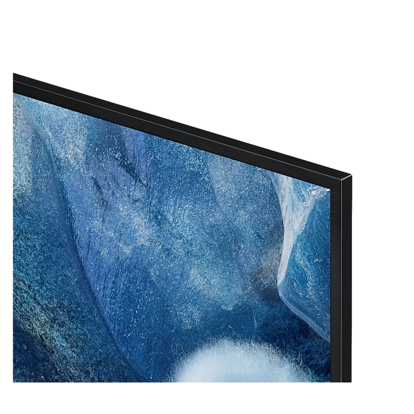 Open box Samsung 43-inch Q8F Series 4K UHD HDR QLED Tizen Smart TV showing screen display and sleek design.