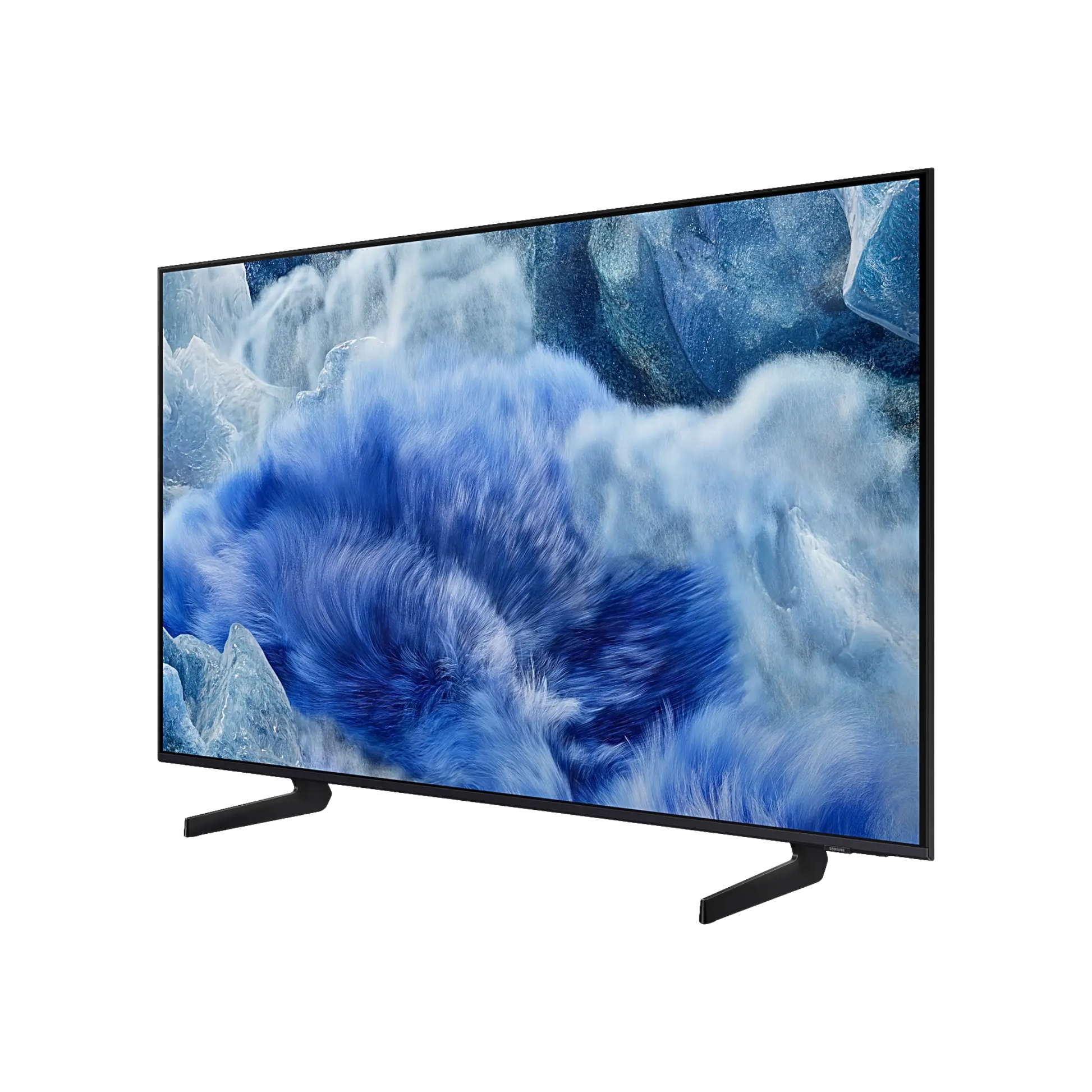 Open box Samsung 43-inch Q8F Series 4K UHD HDR QLED Tizen Smart TV showing screen with vibrant image and sleek design.