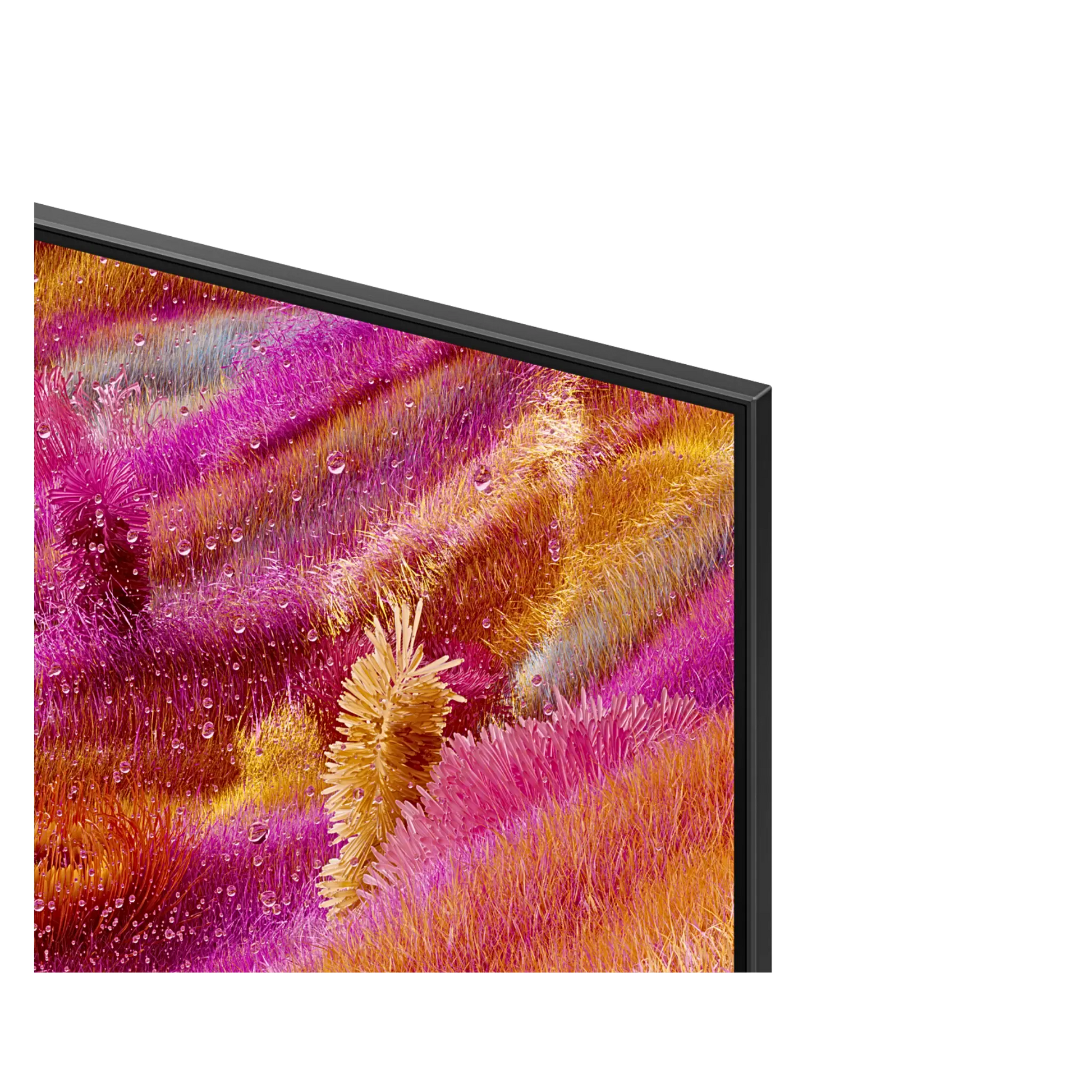 Open box Samsung 43-inch QN90F Series 4K UHD HDR Neo QLED Tizen Smart TV, front view with sleek black frame.