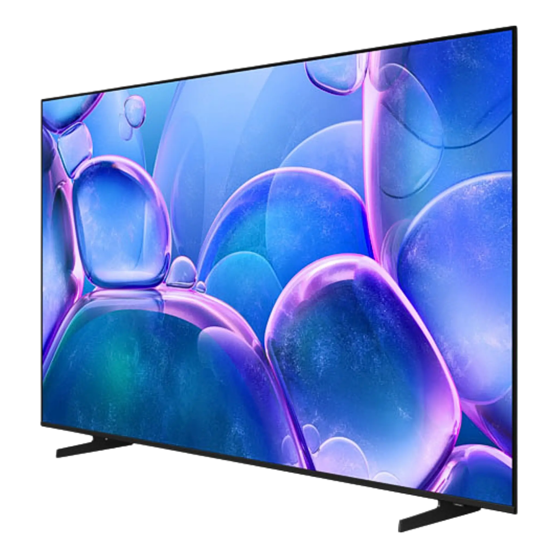 Open box Samsung 43-inch U7900F Series 4K UHD HDR LED Tizen Smart TV showing screen and sleek black design.