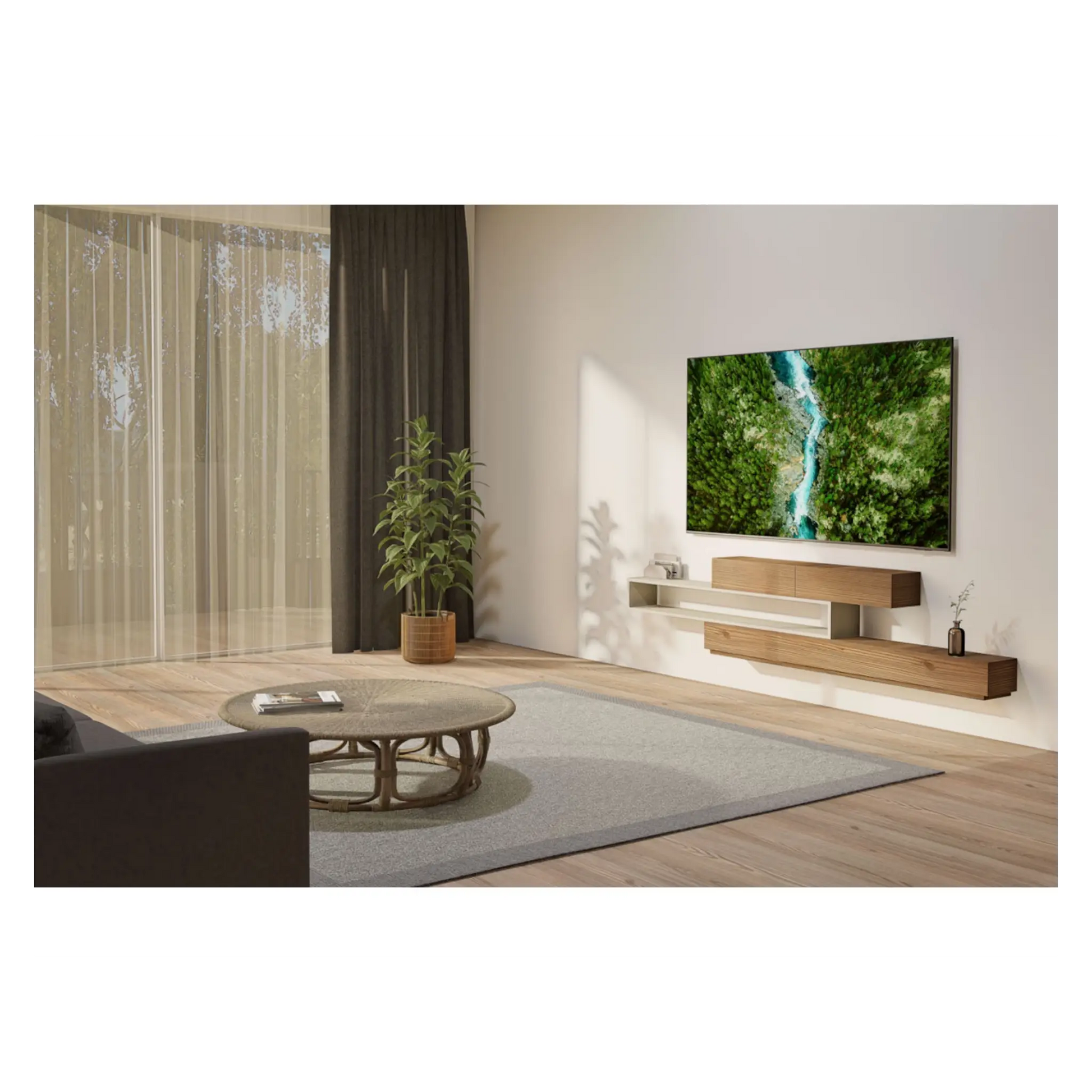 Open box Samsung 43-inch U8000F Series 4K UHD HDR LED Tizen Smart TV, front view showing screen and sleek design.