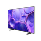 Open box Samsung 43-inch U8200F Series 4K UHD HDR LED Tizen OS Smart TV showing screen display and sleek black design.