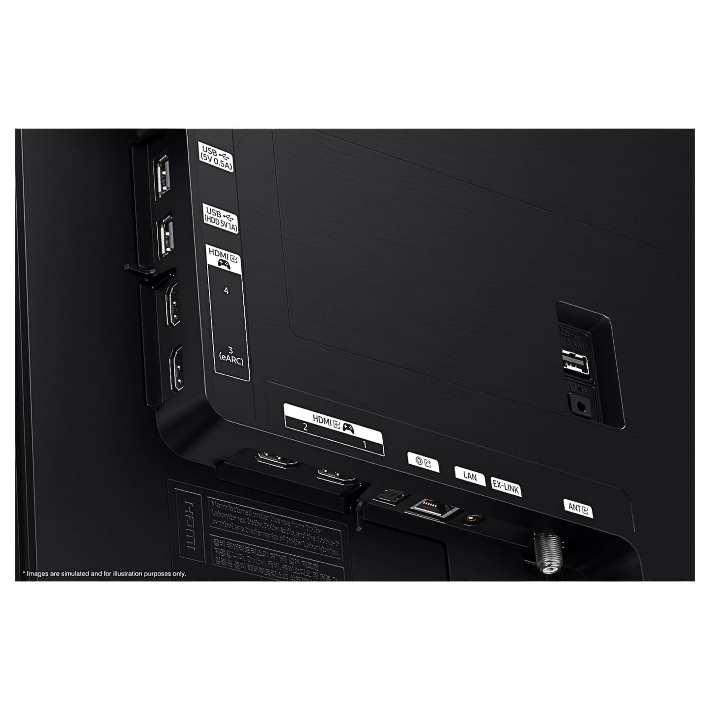 Open box Samsung 48-inch S90F Series 4K UHD HDR OLED Tizen Smart TV showing screen display and sleek design.