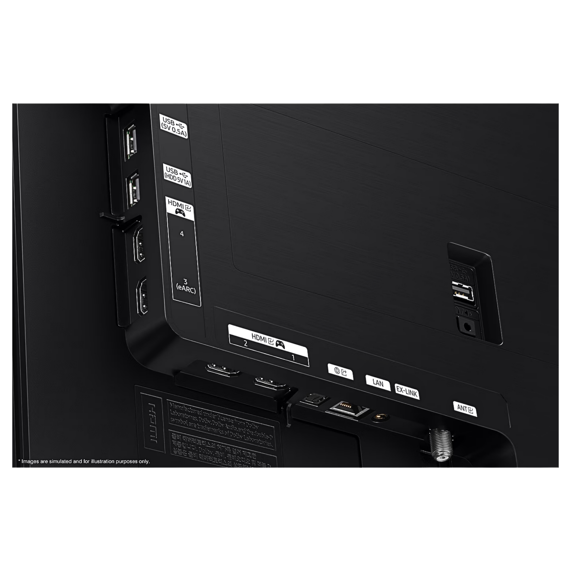 Open box Samsung 48-inch S90F Series 4K UHD HDR OLED Tizen Smart TV showing screen display and sleek design.