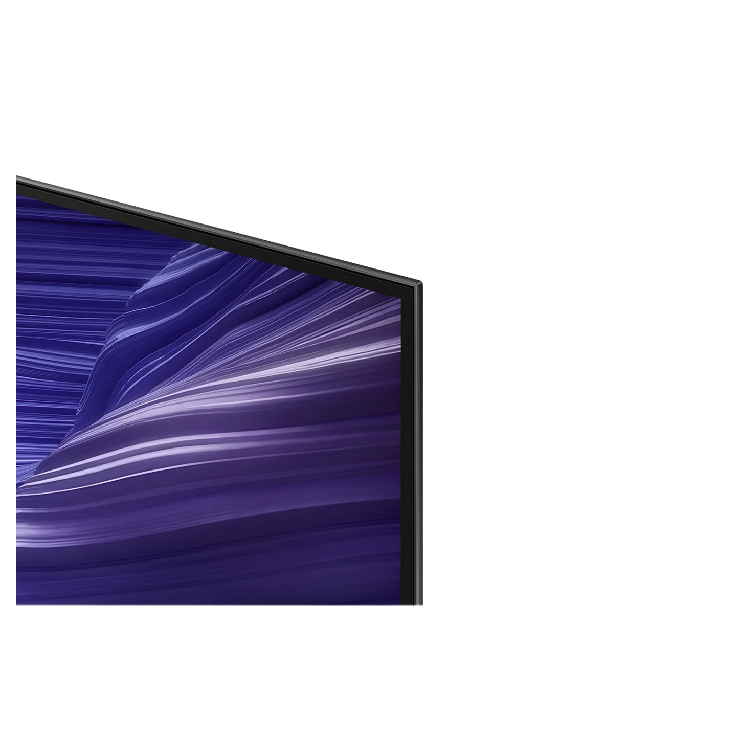 Open box Samsung 48-inch S90F Series 4K UHD HDR OLED Tizen smart TV showing screen display with sleek design.