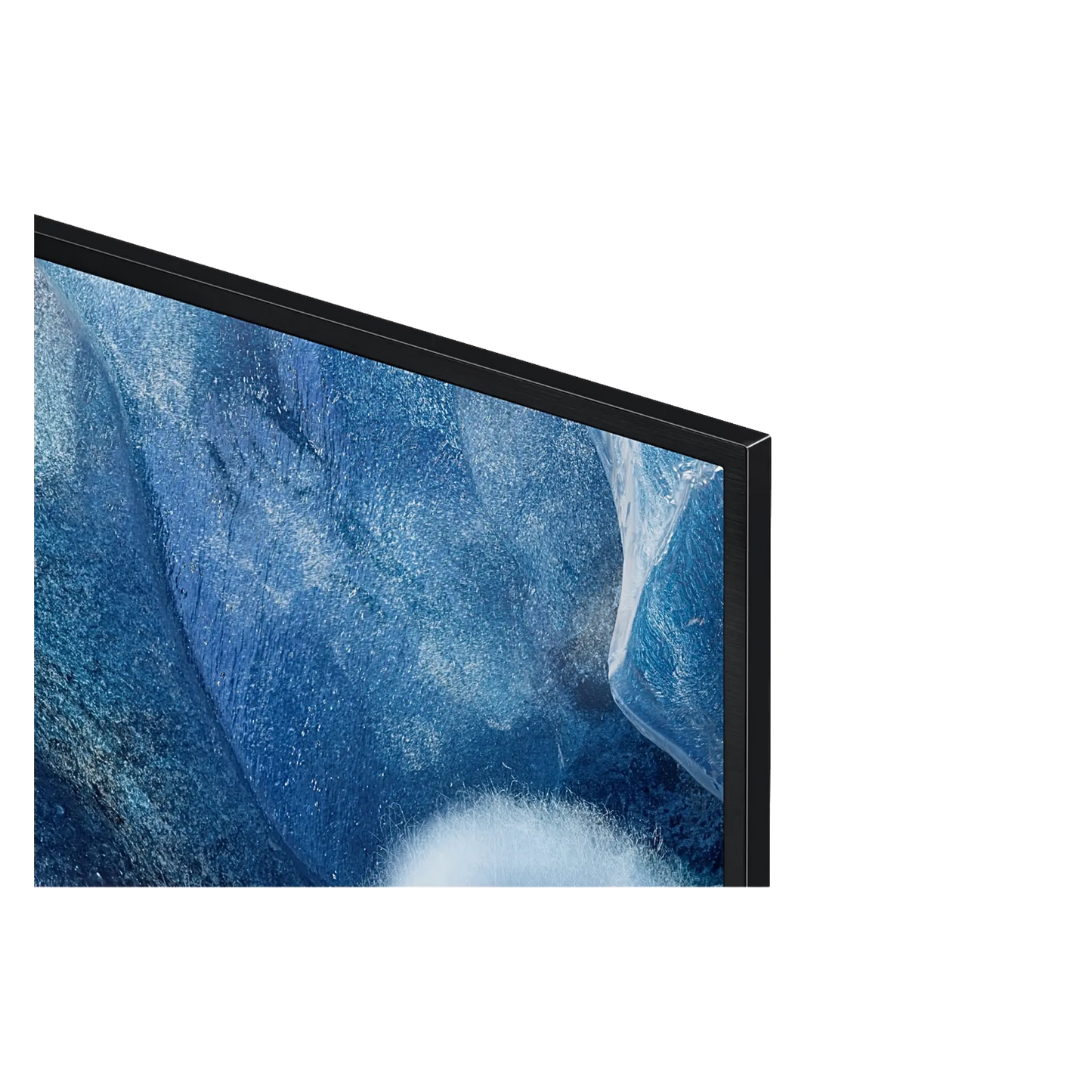 Open box Samsung 50-inch Q8F Series 4K UHD HDR QLED Tizen Smart TV showing screen and slim design