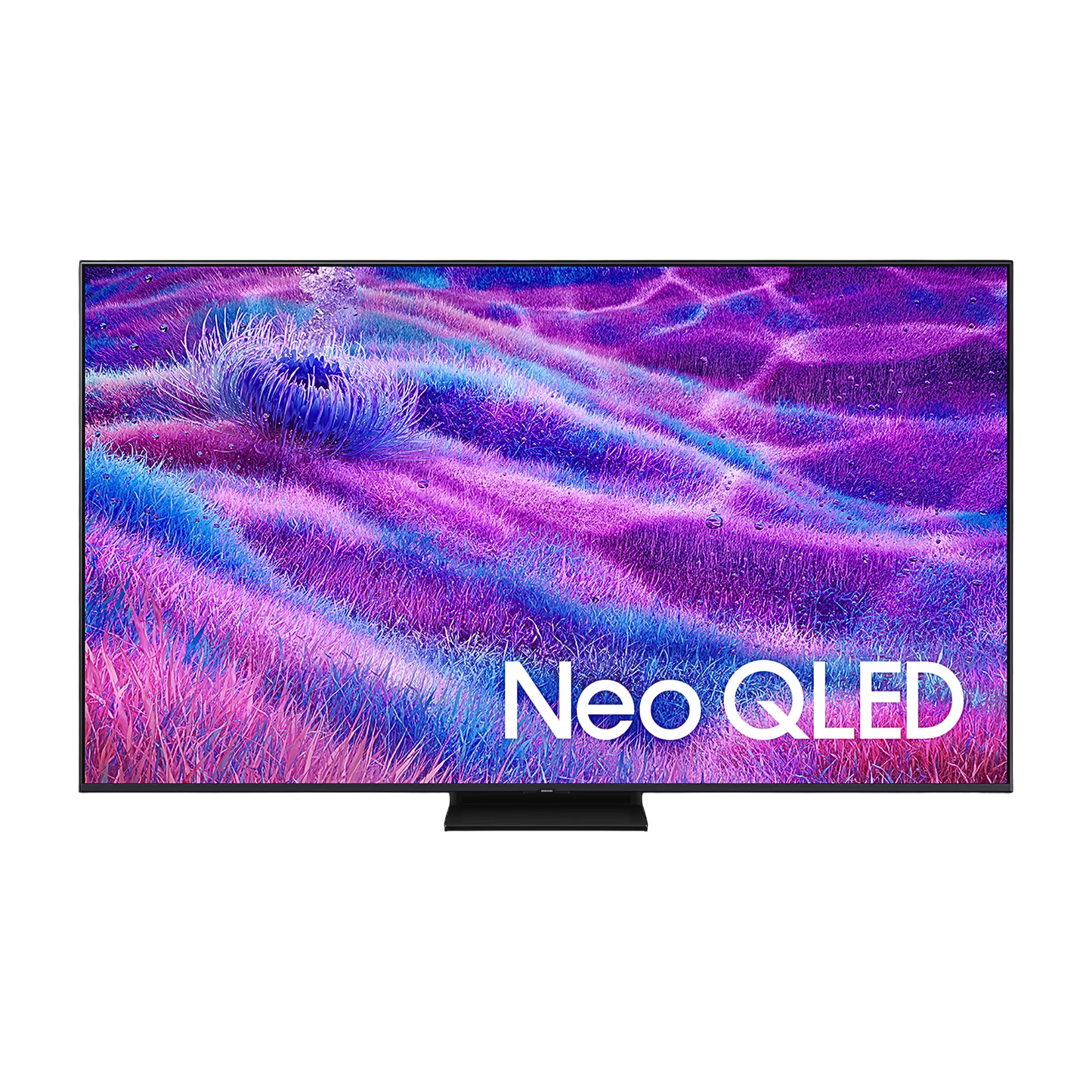 Open box Samsung 50-inch QN80F Series 4K UHD HDR Neo QLED Tizen Smart TV showing screen and sleek design.