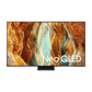 Open box Samsung 55-inch QN70F Series 4K UHD HDR Neo QLED Tizen Smart TV showing screen display with sleek black frame.