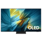Open box Samsung 55-inch S95F Series 4K UHD HDR OLED Tizen Smart TV showcasing sleek design and vibrant display.