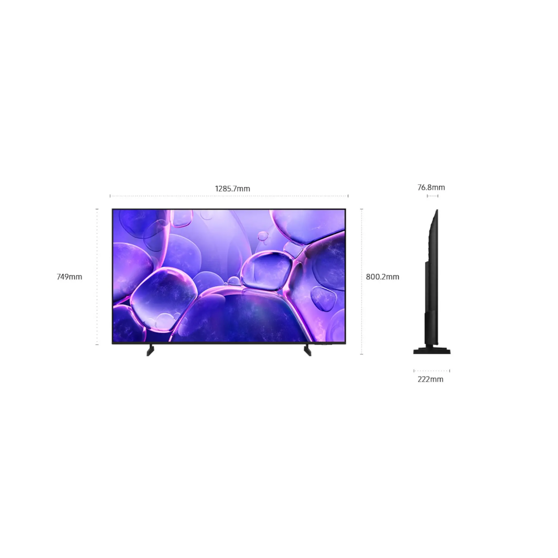 Open box Samsung 58-inch U8000F Series 4K UHD HDR LED Tizen Smart TV, front view showing screen and slim design.