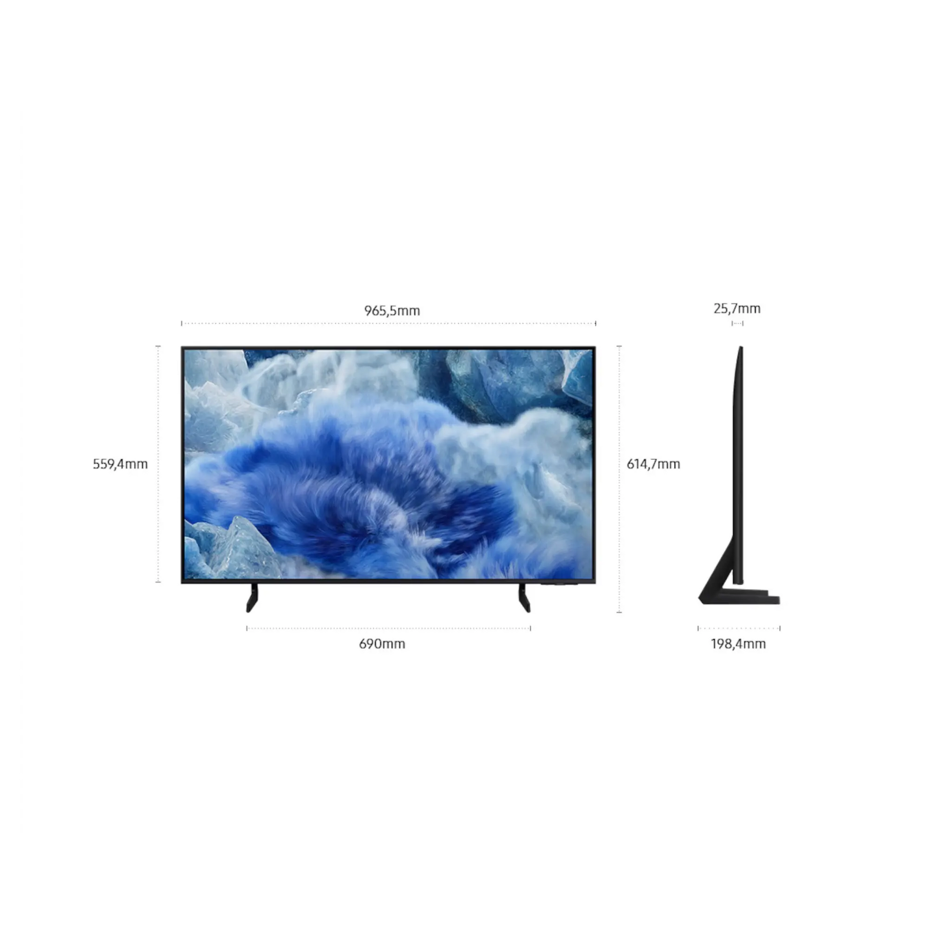 Open box Samsung 65-inch Q8F Series 4K UHD HDR QLED Tizen Smart TV showing a sleek screen and modern design.