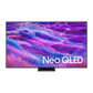 Open box Samsung 65-inch QN80F Series 4K UHD HDR Neo QLED Tizen Smart TV showing front view and screen display.