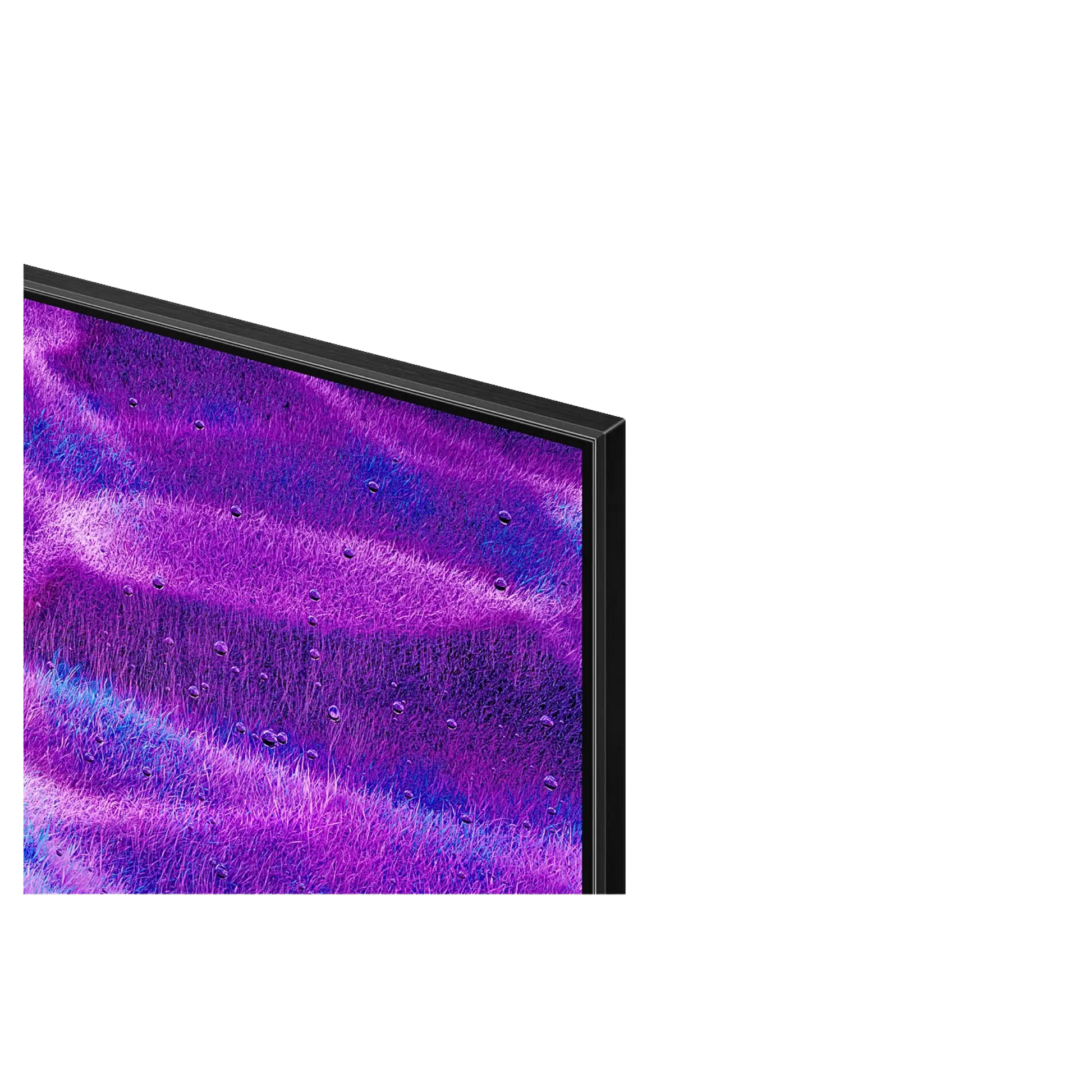Open box Samsung 65-inch QN80F Series 4K UHD HDR Neo QLED Tizen Smart TV showing screen display and sleek design.