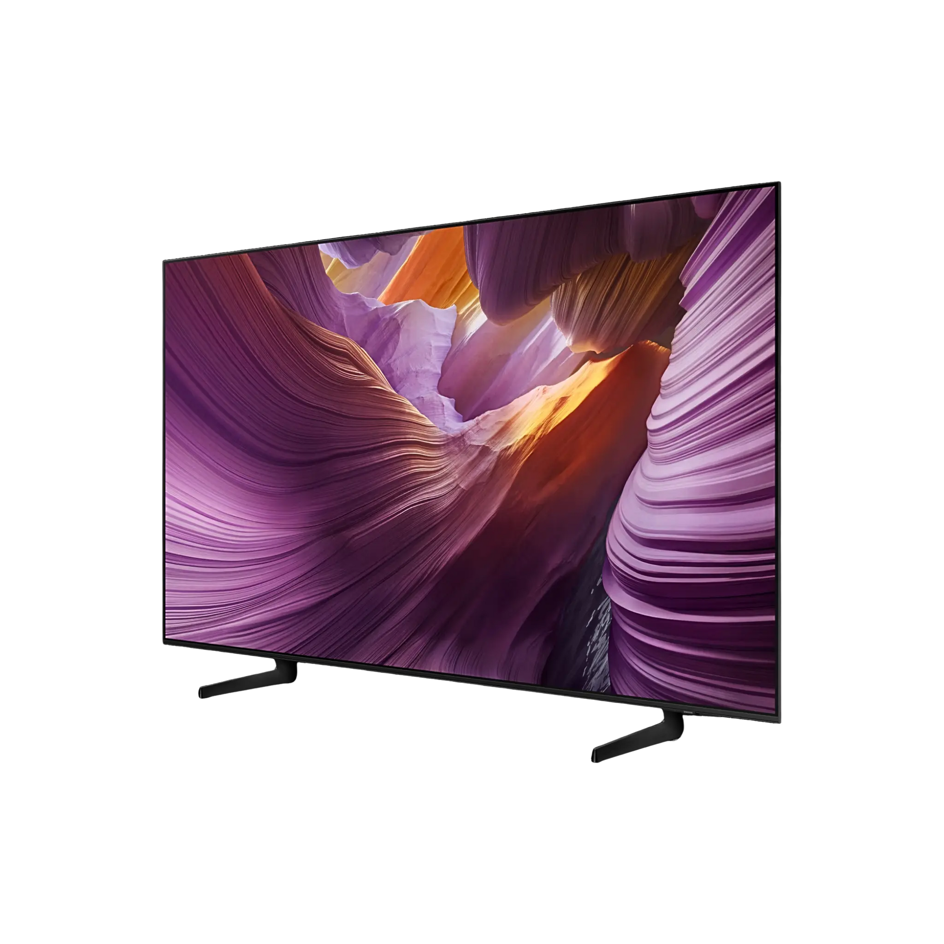 Samsung 65-inch S85F Series 4K UHD HDR OLED Tizen Smart TV showing vibrant screen and sleek design.