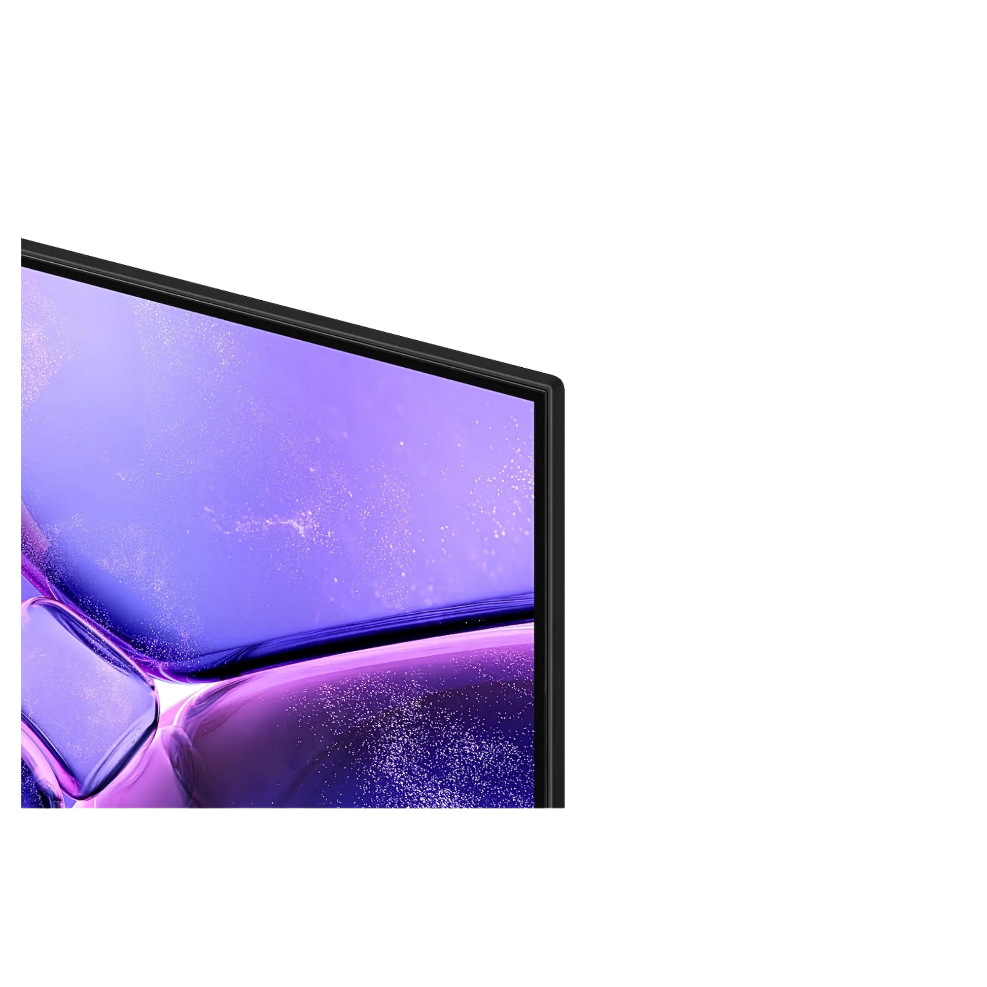 Open box Samsung 65-inch U8000F Series 4K UHD HDR LED Tizen Smart TV, electronics, front view with screen on.