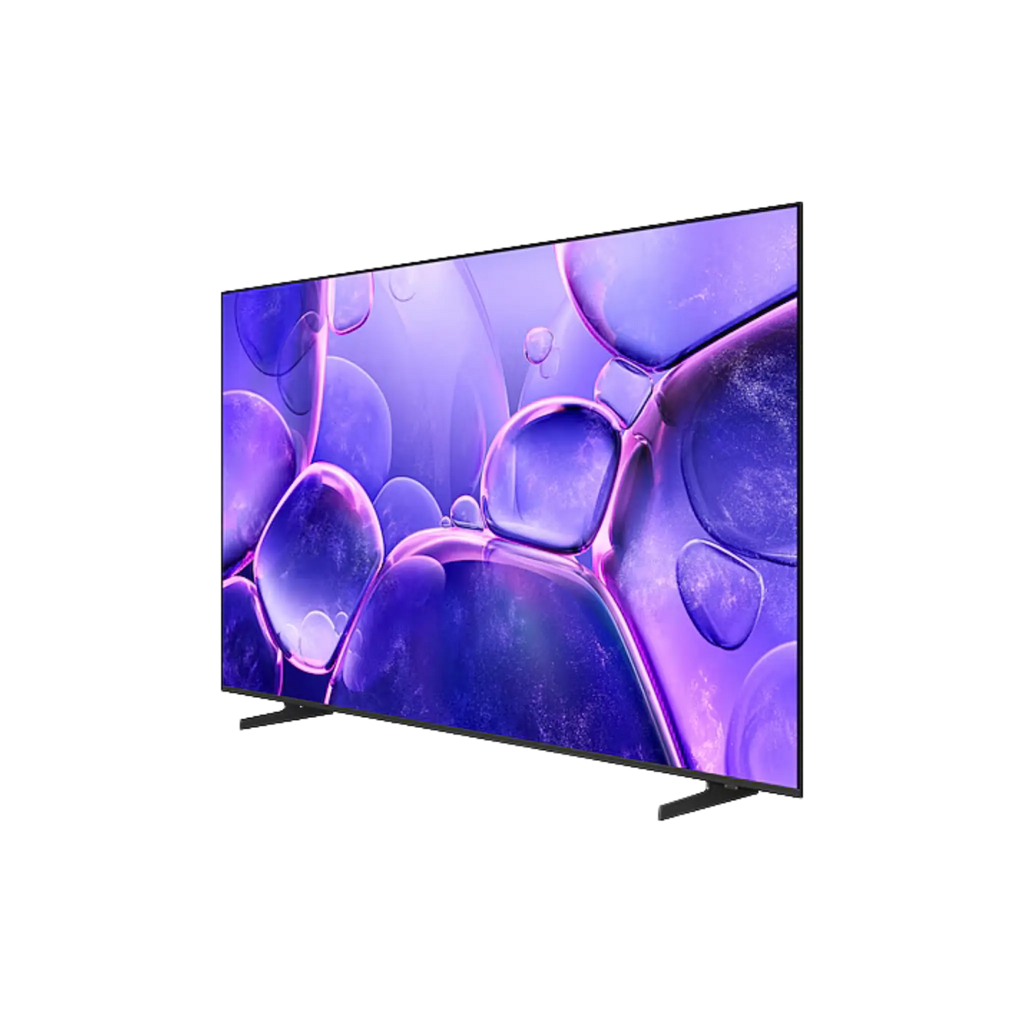 Open box Samsung 65-inch U8200F Series 4K UHD HDR LED Tizen OS Smart TV showing screen display and sleek design.