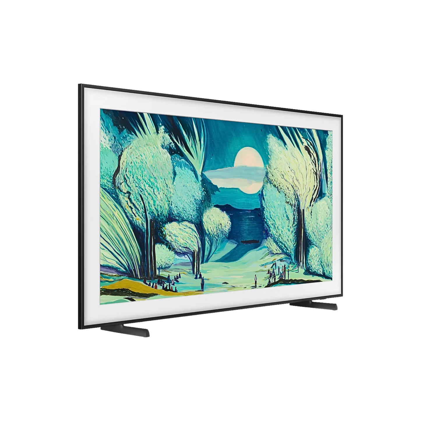 Open box Samsung The Frame 50-inch 4K UHD HDR QLED Tizen smart TV showing the sleek screen and modern design