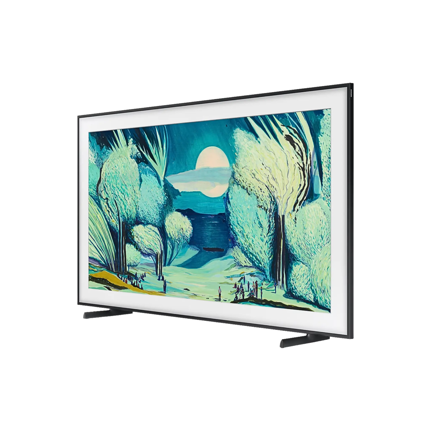 Open box Samsung The Frame 65-inch 4K UHD HDR QLED Tizen Smart TV from the LS03FA Series, displaying a sleek modern design.