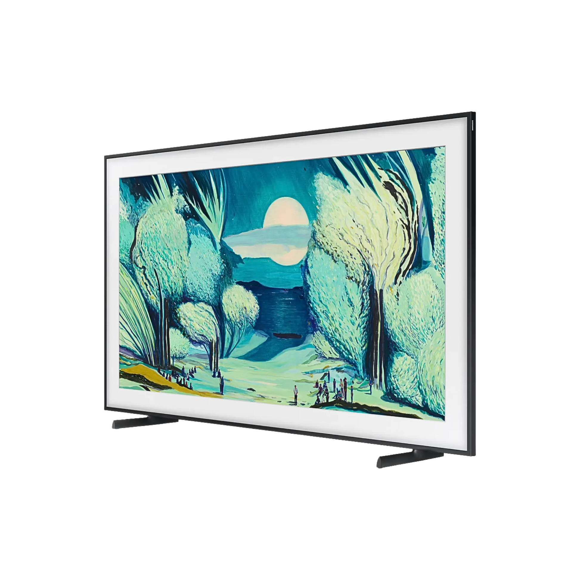 Open box Samsung The Frame 65-inch 4K UHD HDR QLED Tizen Smart TV from the LS03FA Series, displaying a sleek modern design.