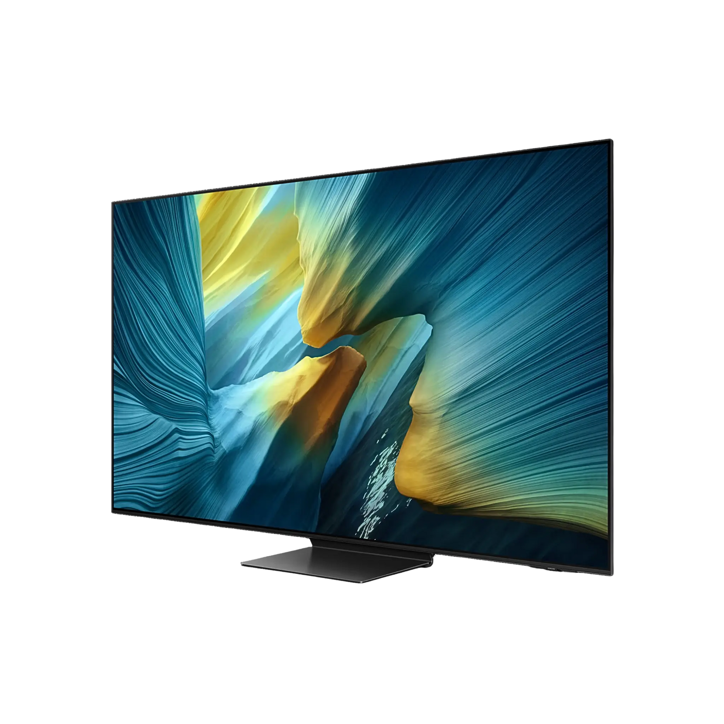 Samsung 65-inch S95F Series 4K UHD HDR OLED Smart TV with Tizen OS and sleek design, showcasing vibrant display and slim profile.