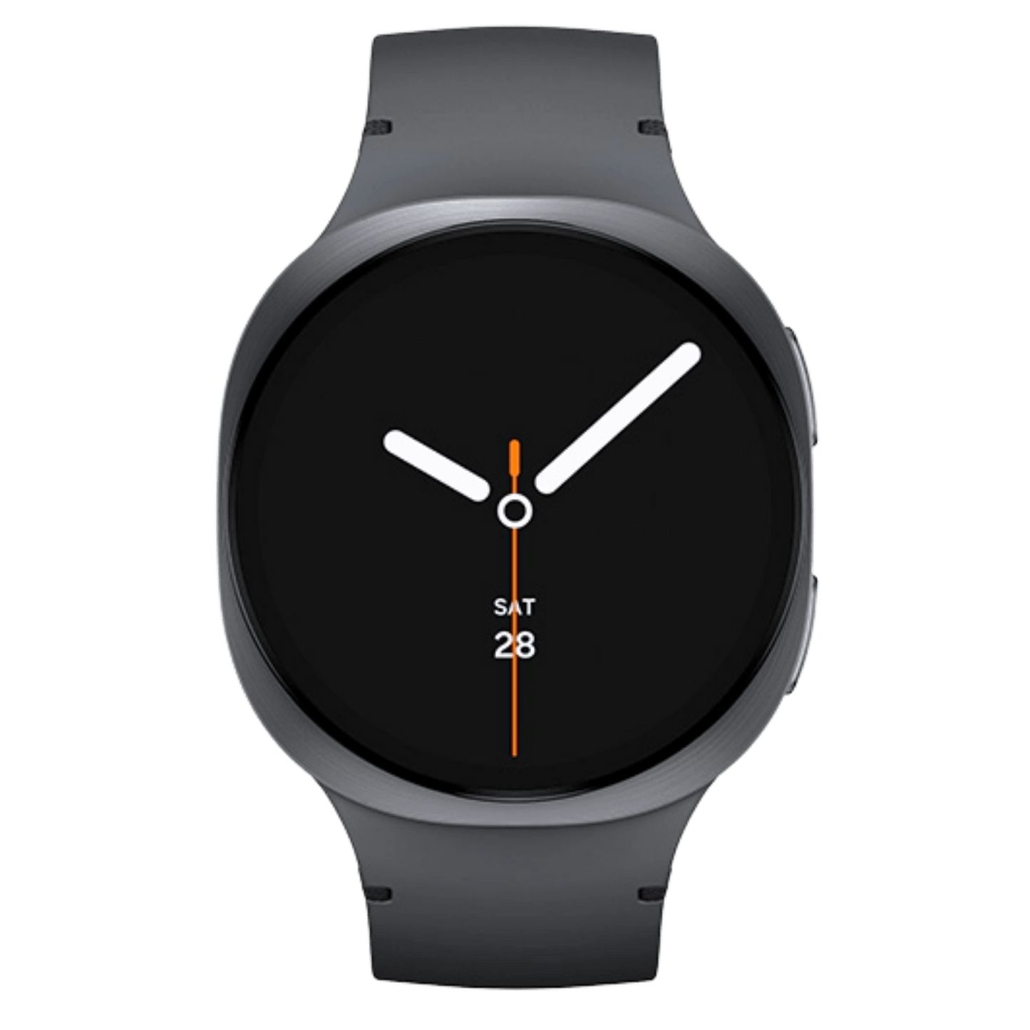 Samsung Galaxy Watch8 Bluetooth smartwatch displaying a digital clock and fitness tracking features.