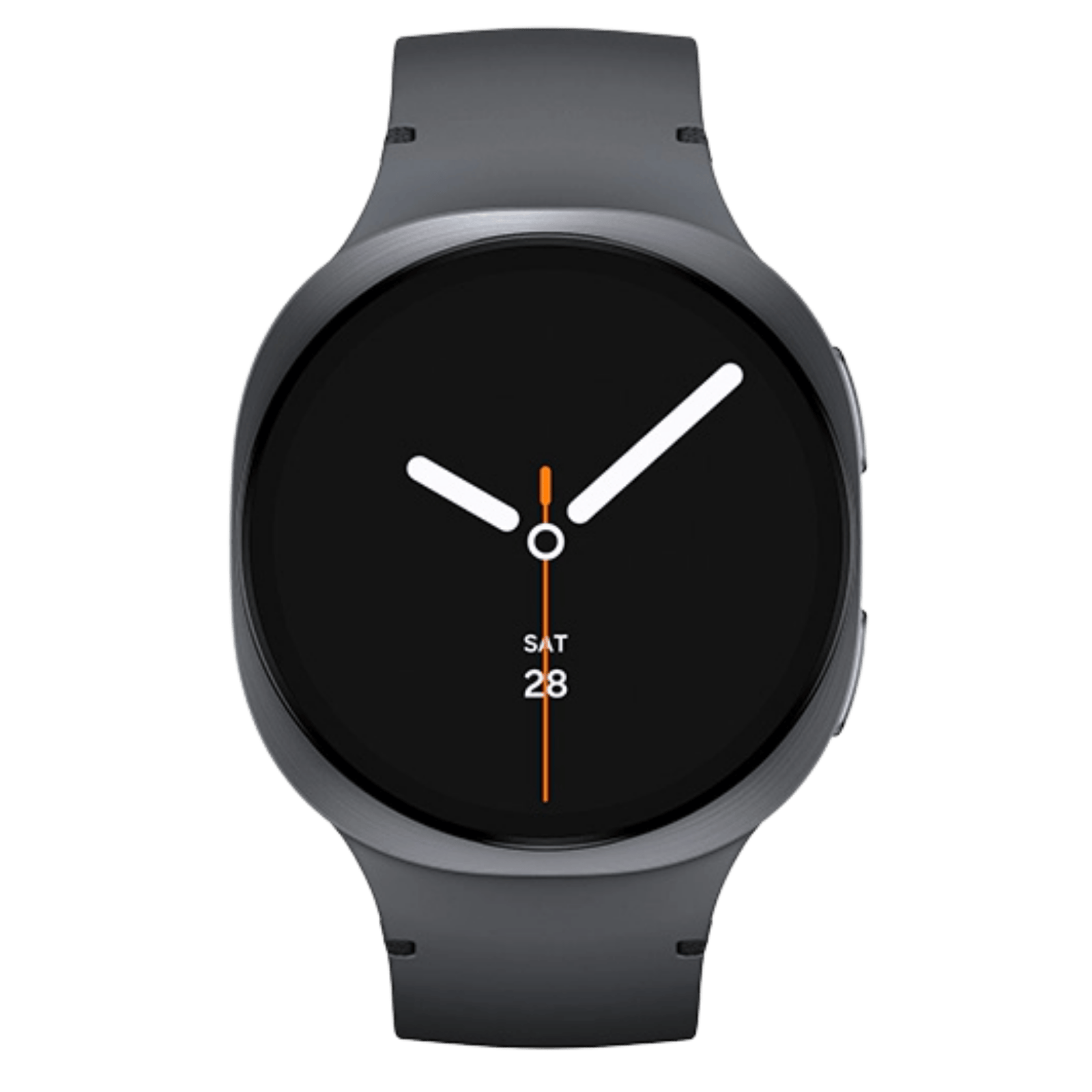 Samsung Galaxy Watch8 Bluetooth smartwatch displaying a digital clock and fitness tracking features.