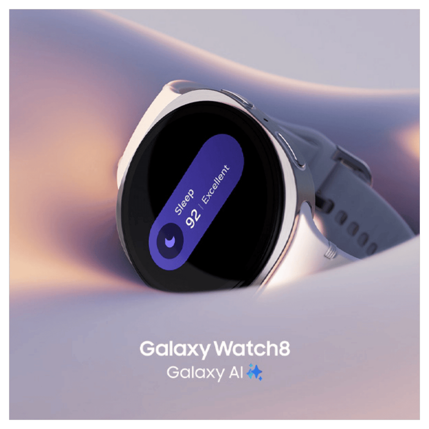 Samsung Galaxy Watch8 Bluetooth smartwatch displaying time and health stats on a sleek black band.
