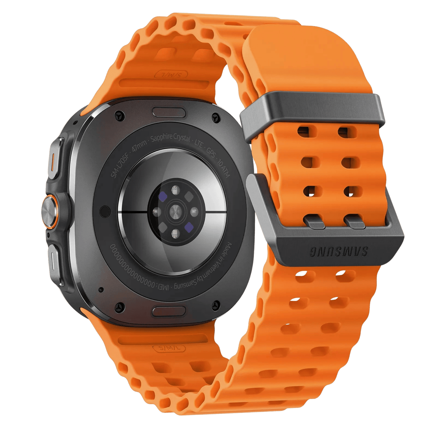Samsung Galaxy Watch Ultra 2025 with sleek black band and digital display showing time and health metrics.
