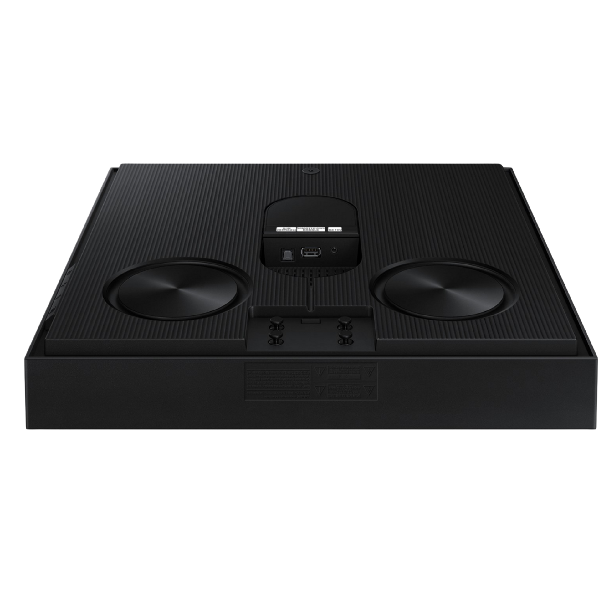 Samsung Music Frame HW‑LS60D wireless speaker displaying a sleek modern design with a black finish and digital controls.