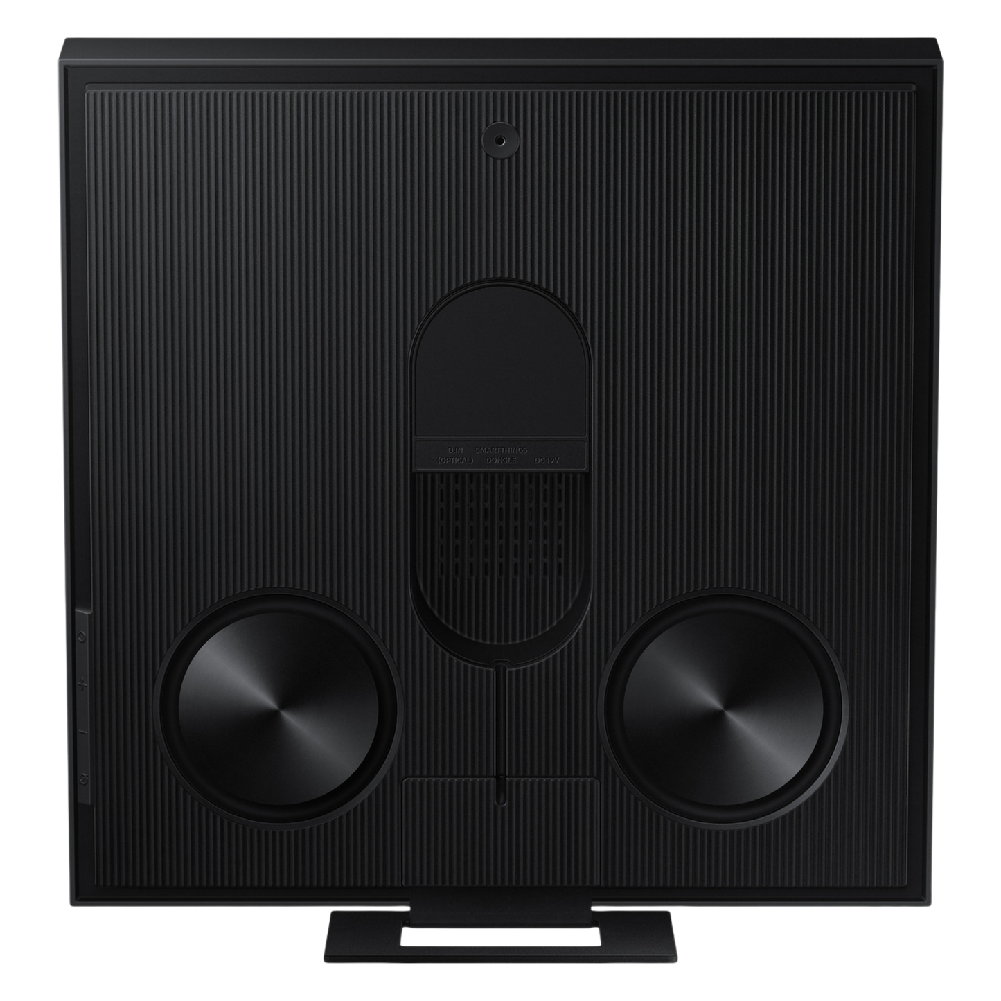 Samsung Music Frame HW-LS60D wireless speaker displaying a sleek, modern design with a black finish and touch controls.