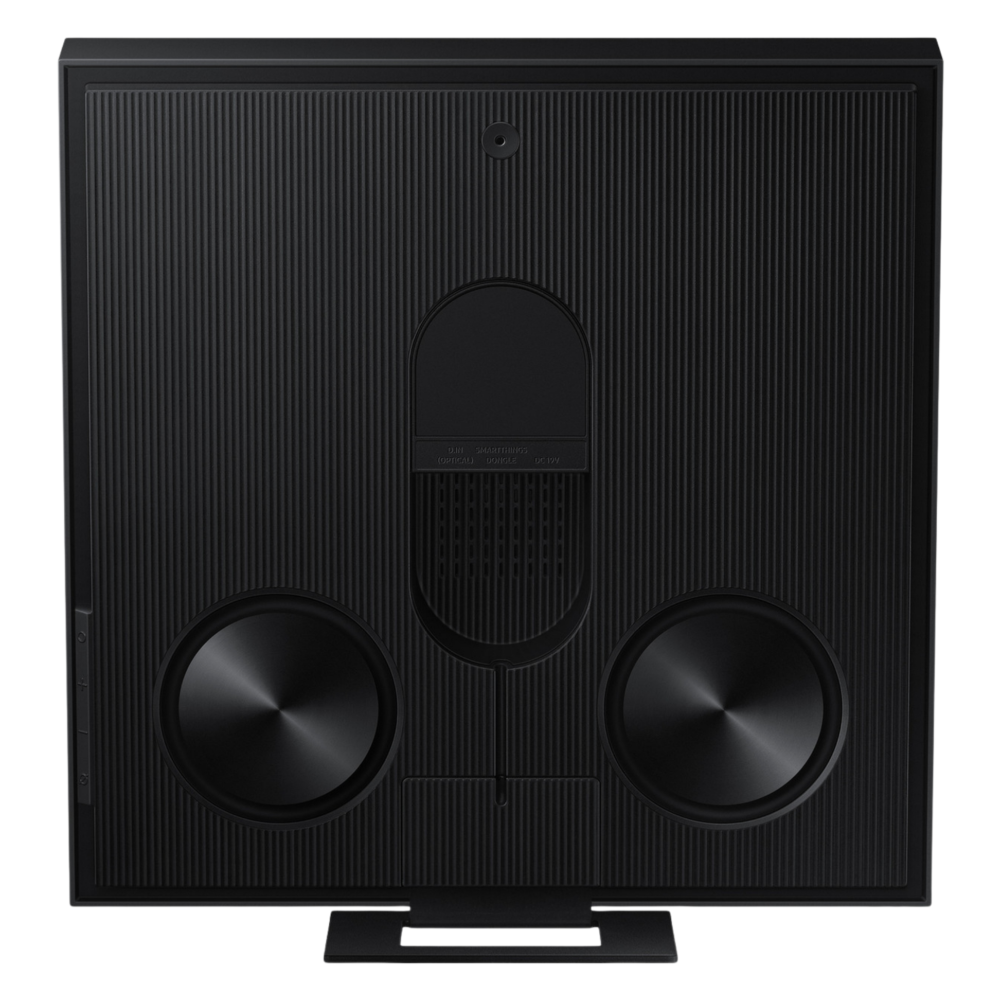 Samsung Music Frame HW-LS60D wireless speaker displaying a sleek, modern design with a black finish and touch controls.