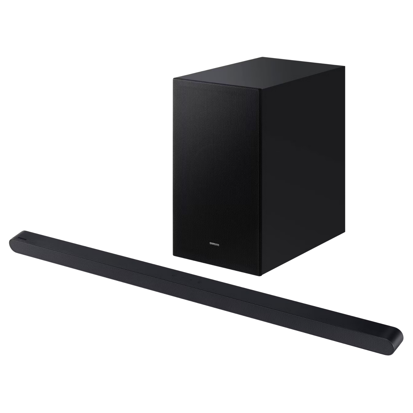 Samsung HW-Q800D soundbar, sleek black audio device with multiple speaker components, designed for immersive home theater sound.
