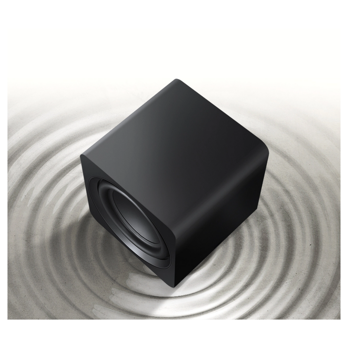 Samsung SWA‑W510 soundbar subwoofer showing the sleek black design and connection ports.