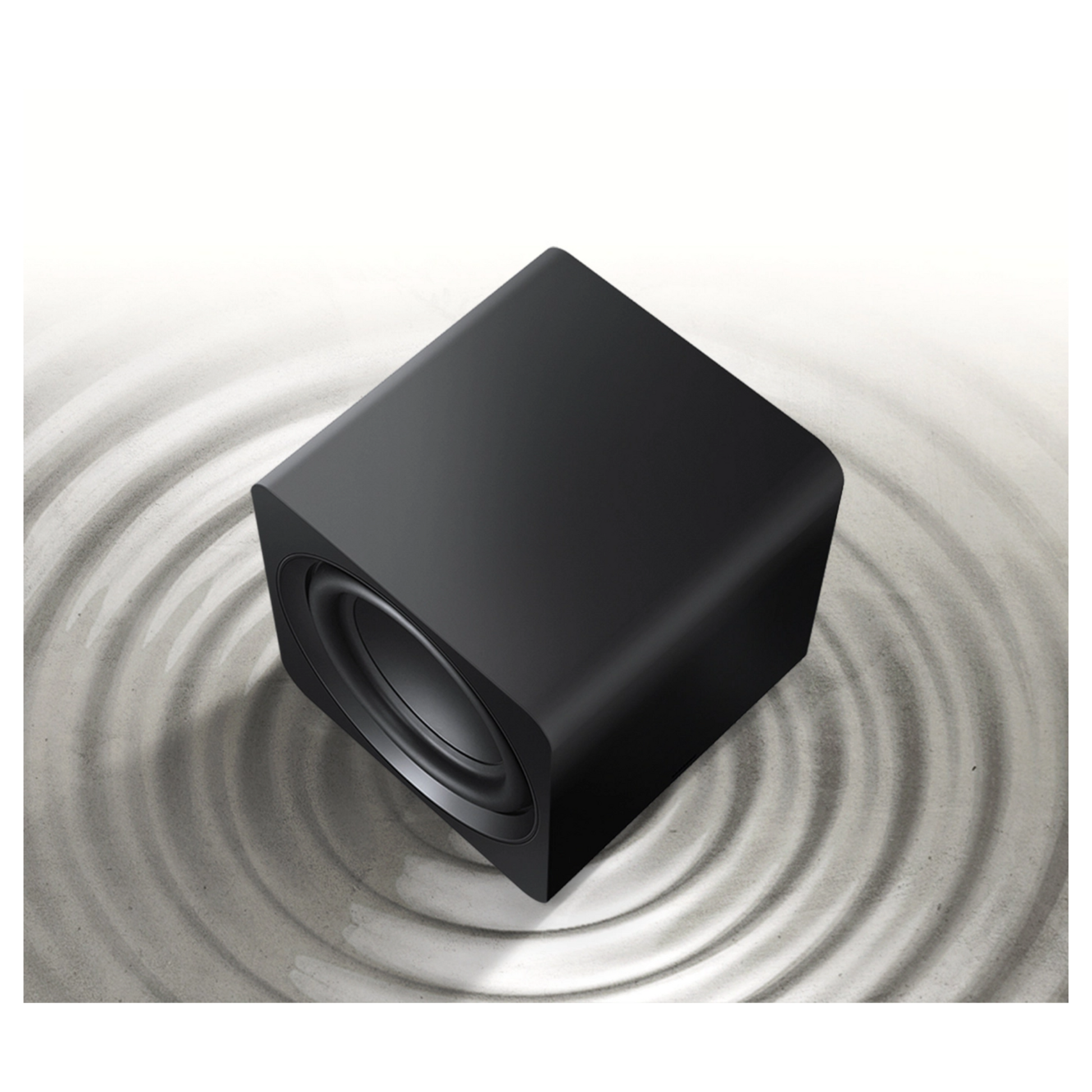 Samsung SWA‑W510 soundbar subwoofer showing the sleek black design and connection ports.