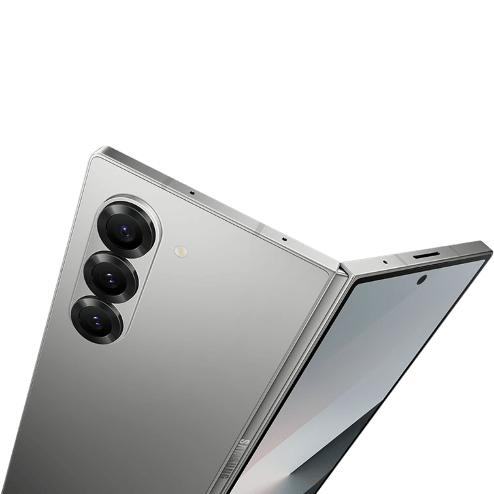 Samsung Galaxy Z Fold6 tablet showing its foldable display with sleek design and modern user interface.