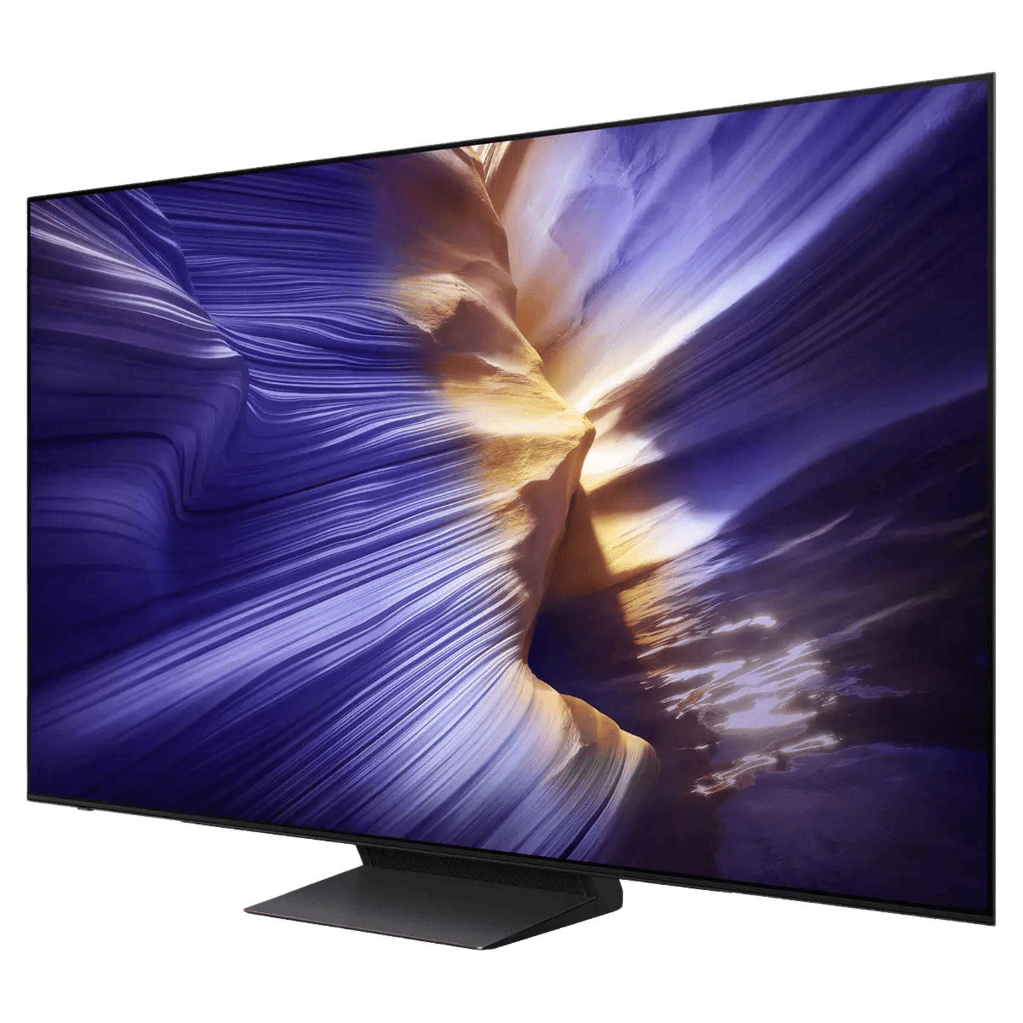 Samsung 55-inch S90F Series 4K UHD HDR OLED Tizen Smart TV showing vibrant screen and sleek design