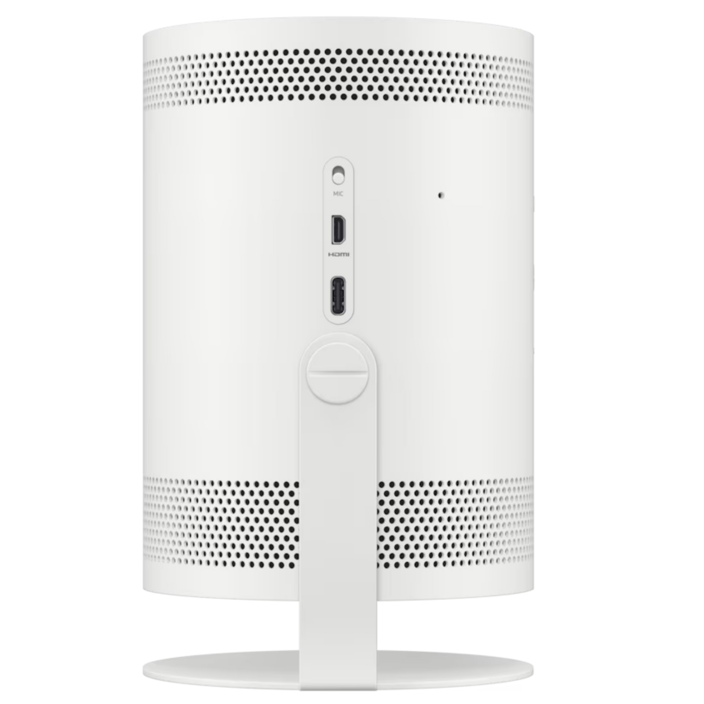 Samsung The Freestyle 2nd Gen Smart FHD portable projector displaying a vibrant screen in a modern living room.