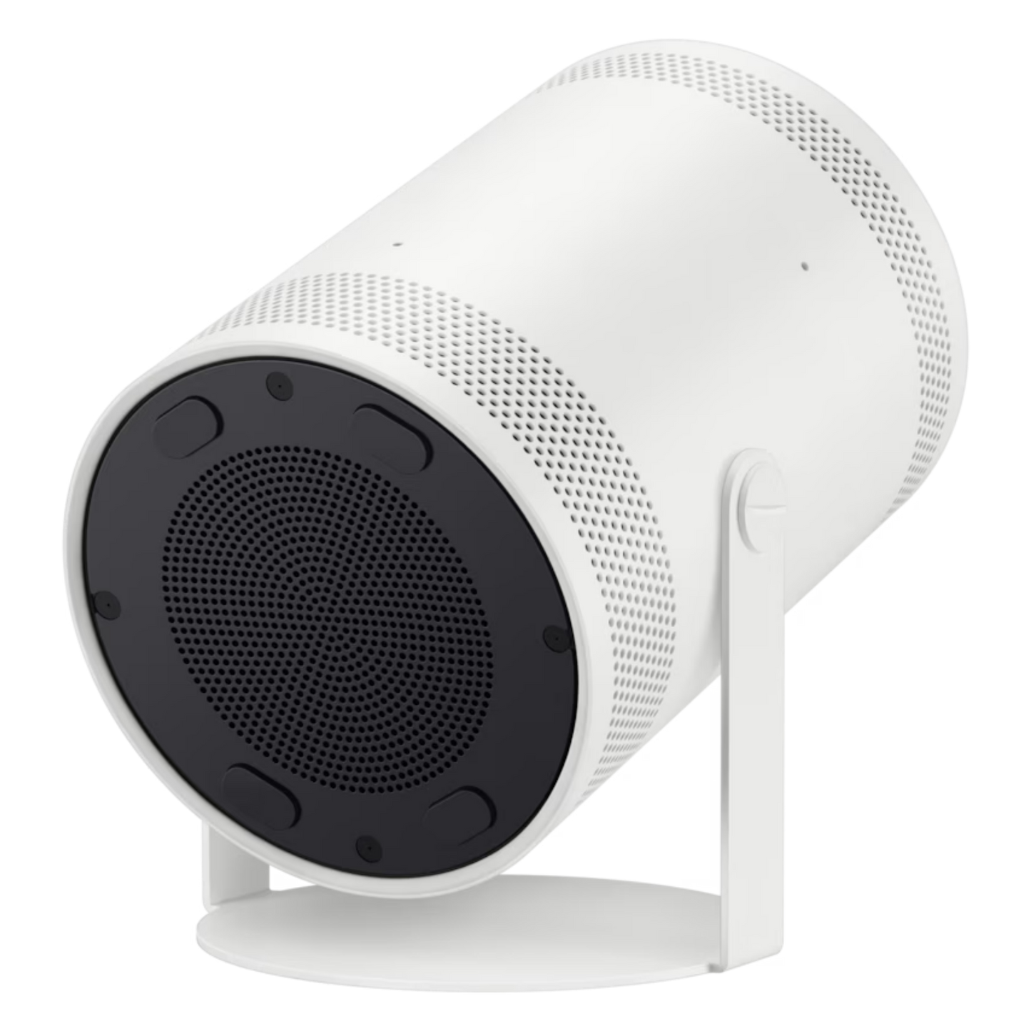 Samsung The Freestyle 2nd Gen Smart FHD Portable Projector projecting a clear, bright image on a wall with a compact design.