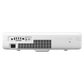Samsung The Premiere LSP7T laser projector displaying a bright, clear image on a wall with a sleek modern design.
