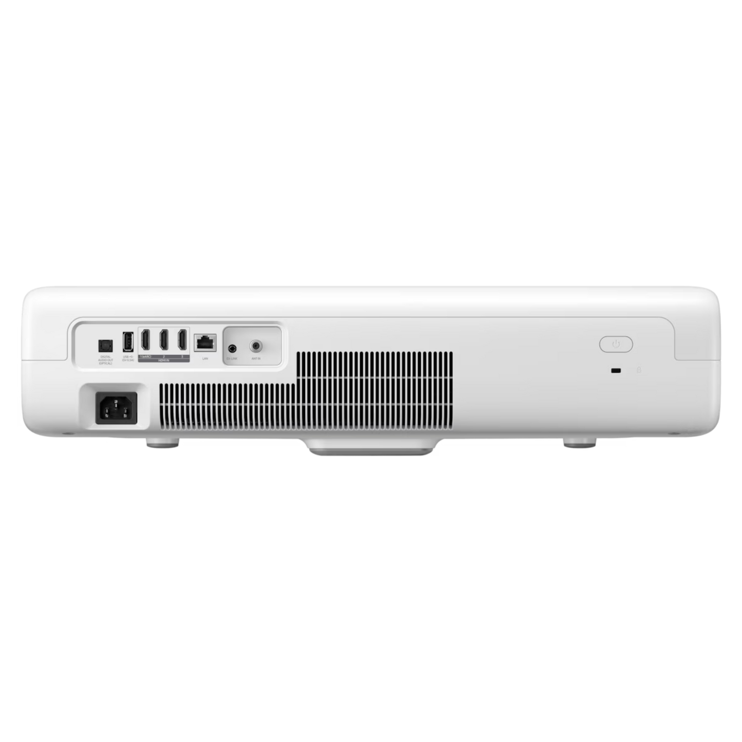 Samsung The Premiere LSP7T laser projector displaying a bright, clear image on a wall with a sleek modern design.
