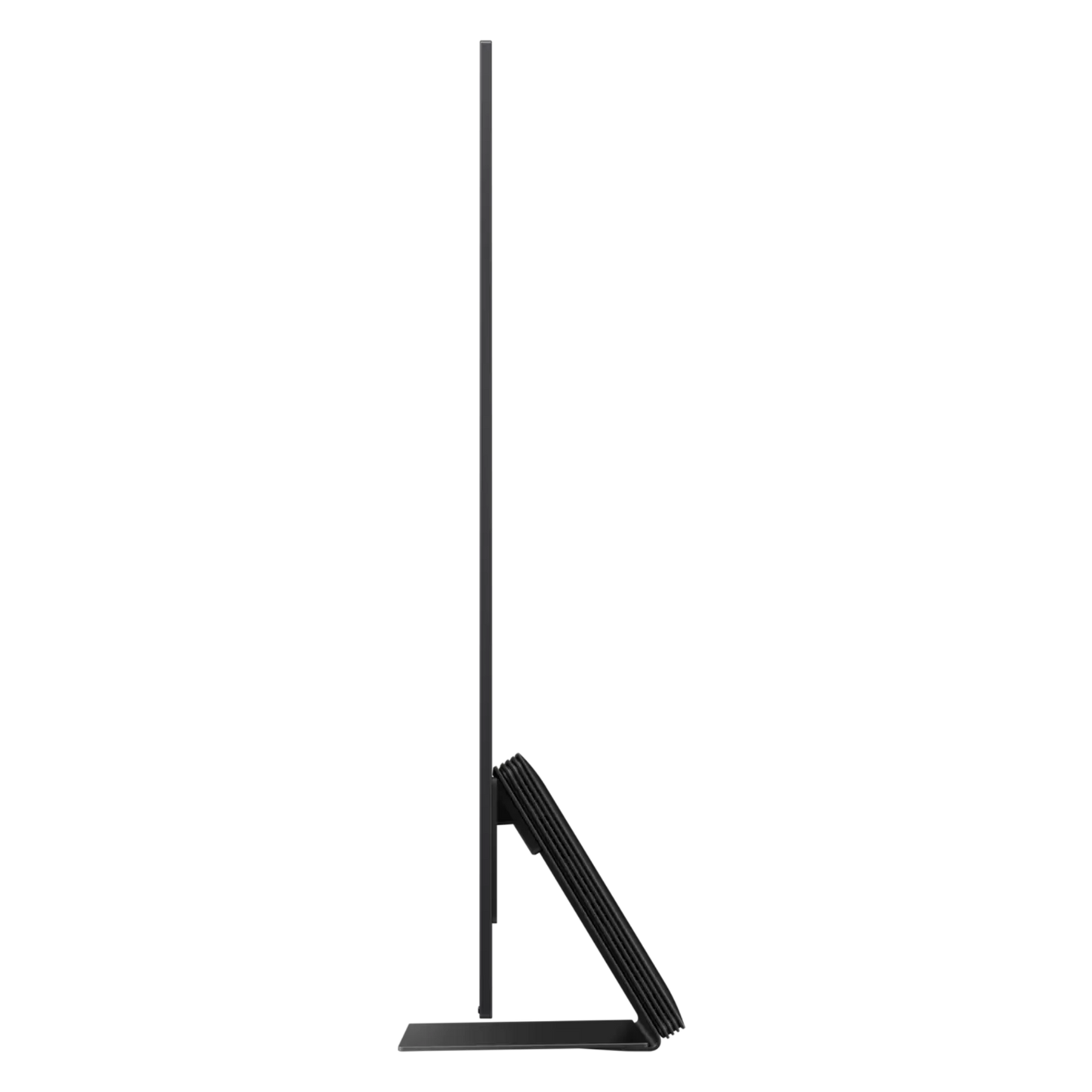 Samsung 77-inch S95F OLED 4K Smart TV displaying vibrant images on a sleek black screen, showcasing high-resolution picture quality.