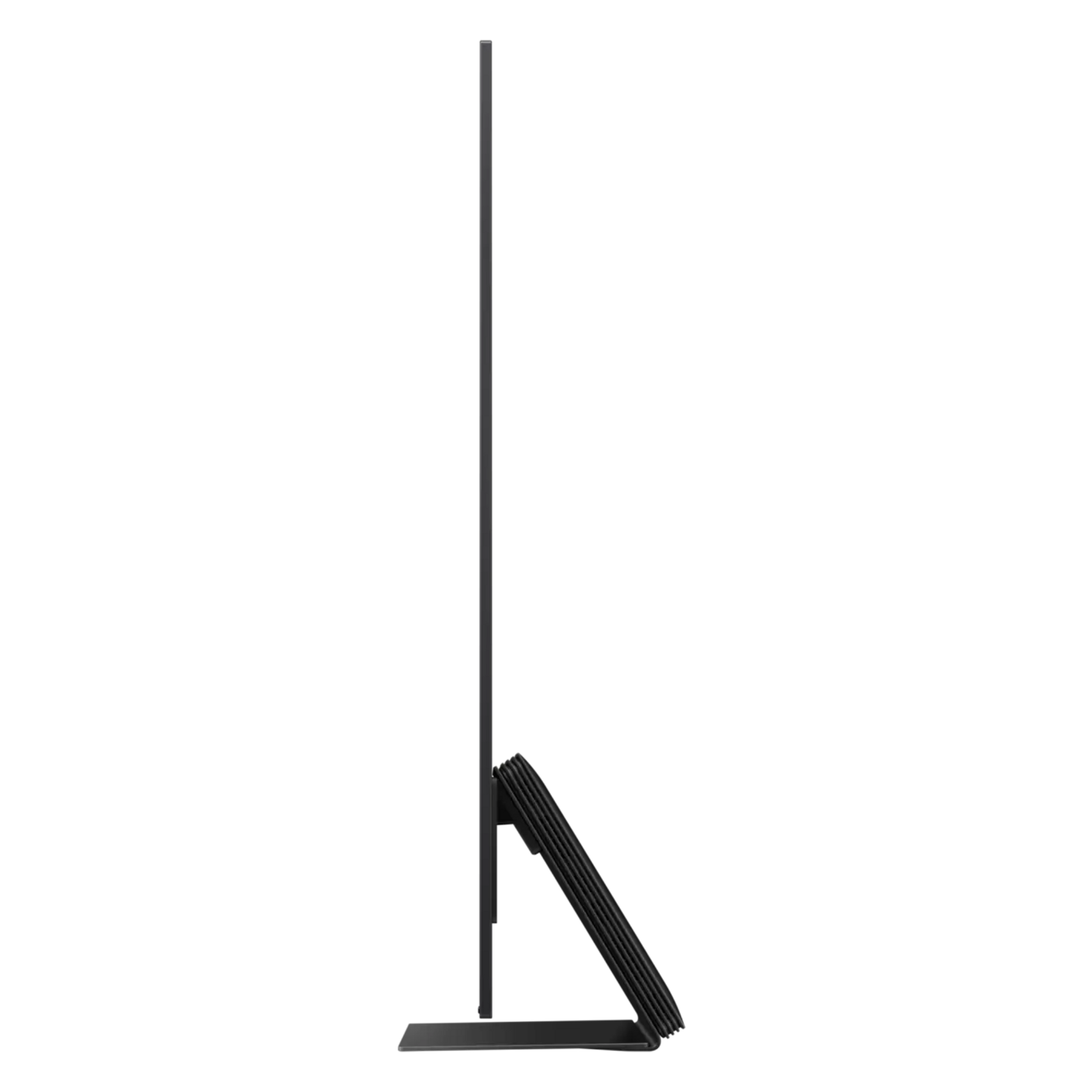Samsung 77-inch S95F OLED 4K Smart TV displaying vibrant images on a sleek black screen, showcasing high-resolution picture quality.