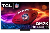 Open box TCL 85-inch QM7K Series 4K UHD HDR QD-Mini LED Smart Google TV with sleek screen and slim bezel.