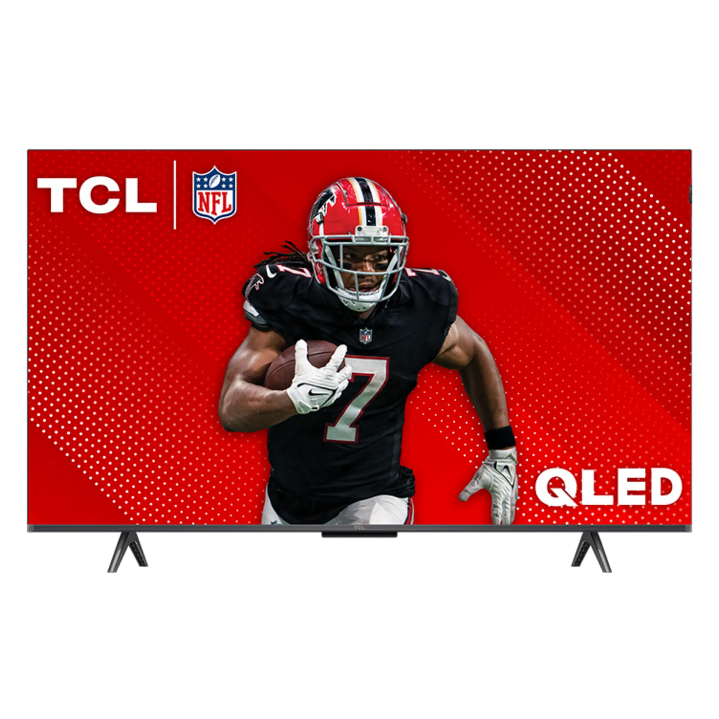Open box TCL 43-inch Q6 Series 4K UHD HDR QLED Smart Google TV displaying screen with vibrant colors and interface.