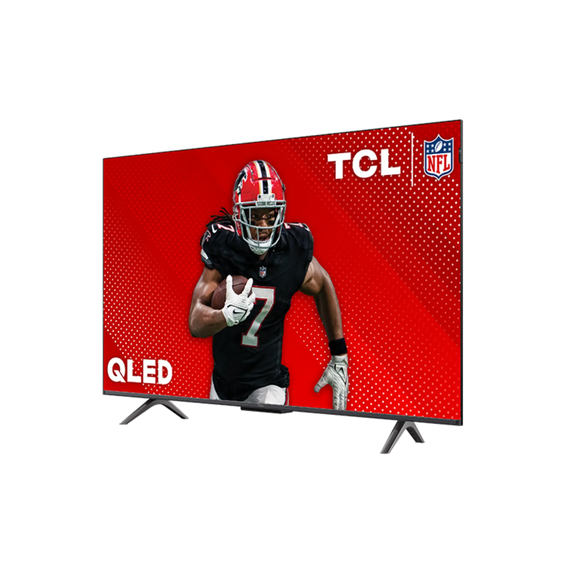 Open box TCL 43-inch Q6 Series 4K UHD HDR QLED Smart Google TV displaying colorful screen with sleek black frame.