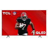 Open box TCL 55-inch Q6 Series 4K UHD HDR QLED Smart Google TV displaying a vibrant screen with streaming apps and a sleek design.