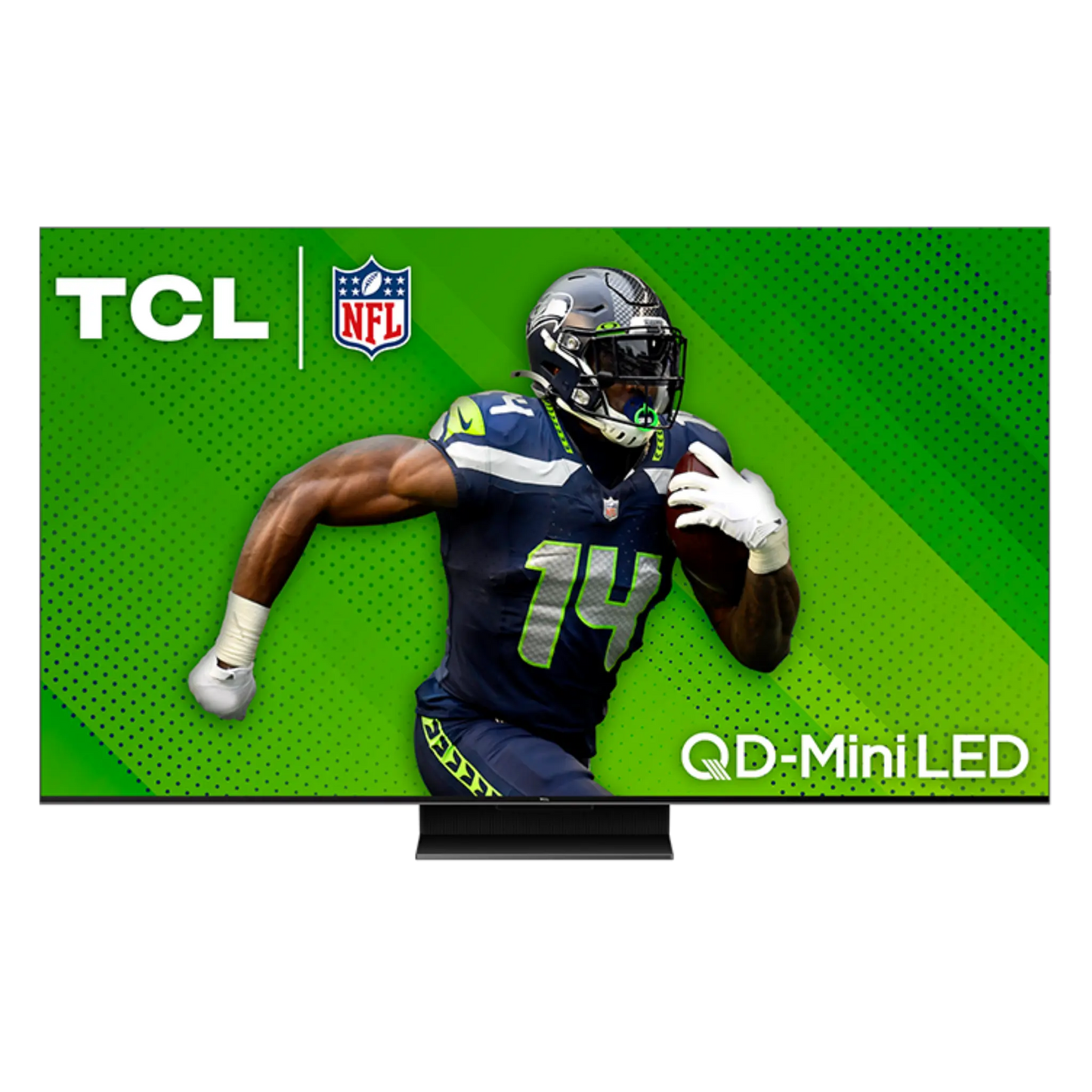 Open box TCL 55-inch QM7-Series 4K UHD HDR QD-Mini LED Smart Google TV displaying a vibrant home screen.