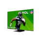Open box TCL 55-inch QM7-Series 4K UHD HDR QD-Mini LED Smart Google TV displaying a vibrant home entertainment scene.