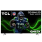 Open box TCL 65-inch QM6K Series 4K UHD QD-Mini LED TV showing screen and slim black frame.